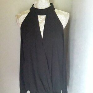 YOINS lovely black cold shoulder long sleeve bubble top size XL